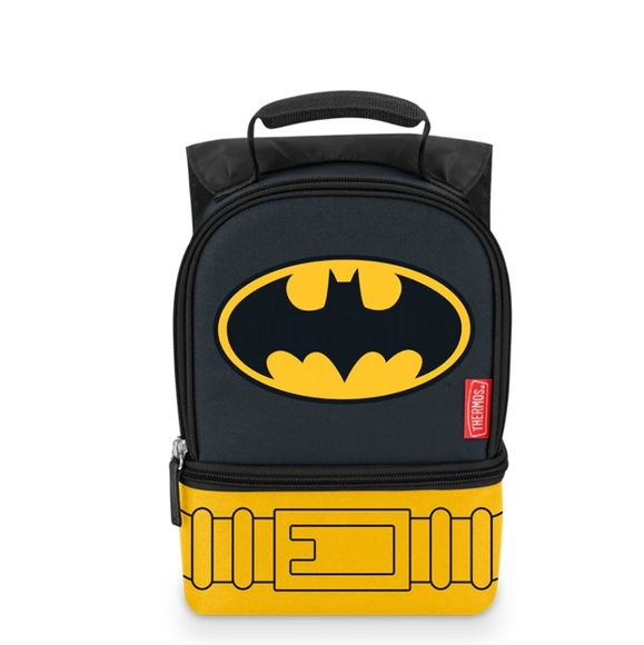 Thermos Batman Lunchbox Bag Cape Top Handle 2 Compartment Kids Boys Grey OS NWT - Picture 1 of 16
